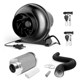 Infinipower 198401017717 4 Inch 195 Cfm Inline Ventilation Fan Air Carbon Filter 8 Feet Black D