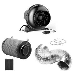 Infinipower 198401017731 195 Cfm Inline Ventilation Fan 4 Inch Black Air Carbon Filter And 8 Feet A