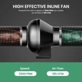 Infinipower 198401017748 4 Inch Inline Air Carbon 8 Feet Black Speed Controller Temperature Humidit #3
