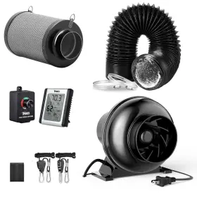 Infinipower 198401017748 4 Inch Inline Air Carbon 8 Feet Black Speed Controller Temperature Humidit