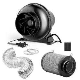 Infinipower 198401017809 4 Inch 230 Cfm Inline Ventilation Fan Black Air Carbon Filter And