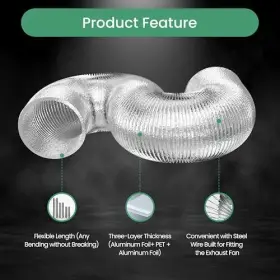 Infinipower 198401017908 Dryer Vent Hose Flexible 4 Inch Aluminum Ducting X 8ft Silver #2