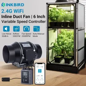 Ivc-001w Inkbird Inline Duct Ventilation Fan 6 Inch Variable Speed Controller Hvac Vent Blower Us