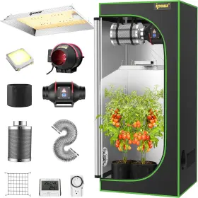Vs1000 Ipow Zwp01 Grow Tent Kit Complete System 2x2 Ft With Led Light 4 Inch 190cf