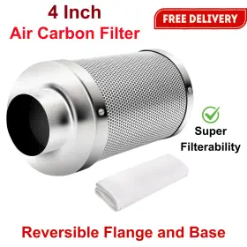 007930 Ipower 4 Inch Air Carbon Filter With Aussie Charcoal For Inline Fan Hydroponics Grow Tent