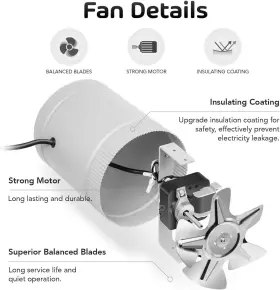 Ipower 313017283251 6 Inch Inline Duct Fan With Low Noise Hvac Exhaust Booster For Basem #2