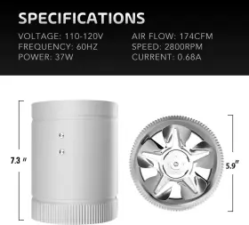 Ipower 313017283251 6 Inch Inline Duct Fan With Low Noise Hvac Exhaust Booster For Basem #3