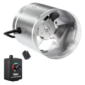 Ipower 810000170210 8 Inch 420 Cfm Booster Fan Air Duct Ventilation With Adjustable Speed Controller