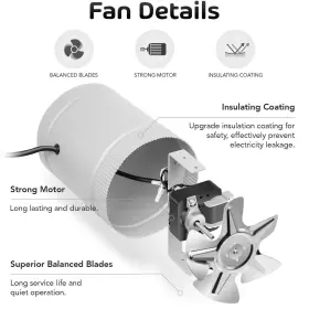 Ipower 810000175772 6 Inch Inline Booster Fan 174 Cfm With Low Noise Exhaust Hvac Vent Blower #2