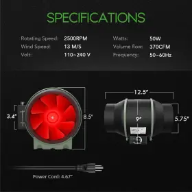 Ipower 840166216392 6 Inch Inline Duct Fan With Speed Controller Ventilation Exhaust #2