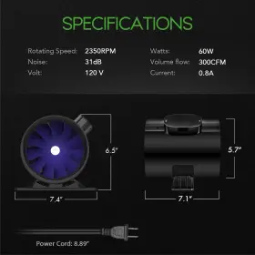 Ipower 840166218884 Silent Inline Duct Ventilation Booster Fan 6 Inch 300 Cfm Quiet Vent #2