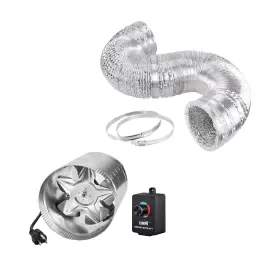 Ipower 840166219430 Inline Duct Vent Fan With 16 Feet Ducting Hose Variable Speed Adjuster