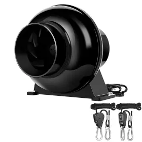 Ipower 840166233221 4 Inch 195 Cfm Inline Ventilation Fan Duct Vent Blower And Rope Clip Hanger