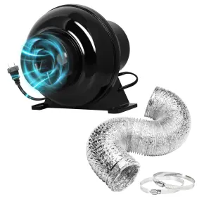 Ipower 840166233290 4 Inch 195 Cfm Ventilation Fan 8 Ft Flex Air Aluminum Foil Ducting With 2 Clamps