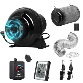Ipower 840166243565 Ventilation System Fan Air Carbon Filter 8 Ft Ducting Speed Controller Monitor