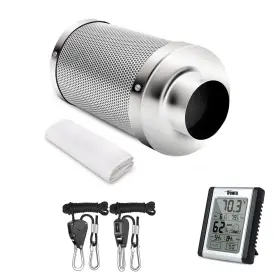 Ipower 840166244876 6in Air Carbon Filter With Australia Virgin C And Rope Hanger Humidity Monitor