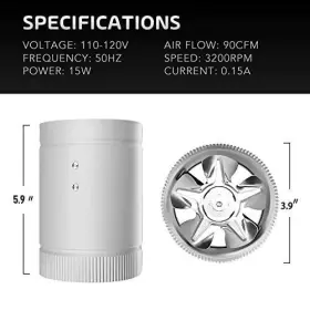 Ipower 840166288313 Inline Booster Duct Fan 4 Inch Hvac Exhaust Ventilation Blower With Low Noise #2