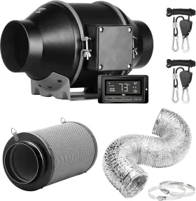Ipower 840166292877 4 Inch Inline Duct Ventilation Smart Fan Support Alexa For Grow Tent Black