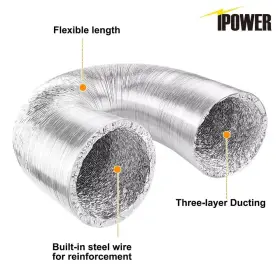 Glduct12x25c Ipower 8 Inch 25 Feet Non-insulated Flex Air Aluminum Dryer Vent Hose Hvac Ducting #2
