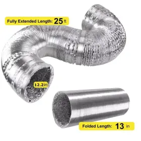 Glduct12x25c Ipower 8 Inch 25 Feet Non-insulated Flex Air Aluminum Dryer Vent Hose Hvac Ducting #3