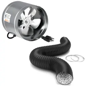 Glfanxbooster8d8cpvcblk Ipower 8 Inch Inline Booster Duct Fan 40 Cfm Low Noise Hvac Exhaust Blower - Black