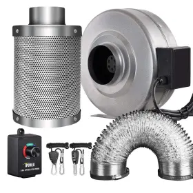 Glfanxinl4filt4md8ctr Ipower 4 Inch 190 Cfm Inline Fan Carbon Filter 8 Feet Ducting Combo