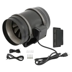 Law256590 Labwork Inline Duct Fan 8-inch 807 Cfm With Temperature Humidity Controller Quiet Ec-motor