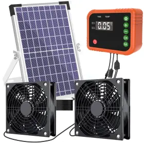 Fs001 Lewisia 10w Solar Powered Fan With Timer And Temperature Control Ipx5 Weatherproof Dual