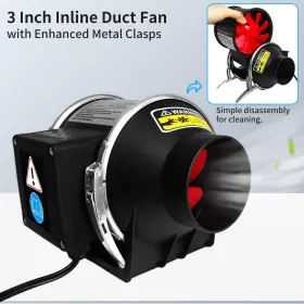 Fan09b-us Makacces 3 Inch Inline Duct Fan With Variable Speed Controller And Pipe Efficiency Smoke #2