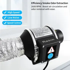 Fan09b-us Makacces 3 Inch Inline Duct Fan With Variable Speed Controller And Pipe Efficiency Smoke #3