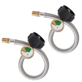 Meter Star 765390119014 2pcs 12 Inch 0.3 1/4 Npt Rv Pigtail Propane Hose With Gaug