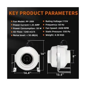Pf-200w1 Midcvfrun 8 Inch 730 Cfm Radon Mitigation System Inline Duct Fan Ip67 Waterproof Elect #2