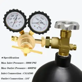 Cga580 Nakao Nitrogen Regulator 0-600psi Inlet 1/4-inch Male Flare Outlet #2