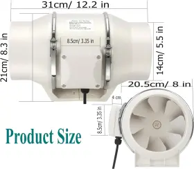 Idf-6y Nalle Inline Duct Fan 6 Inch With Variable Speed Controller 75w 390 Cfm #2