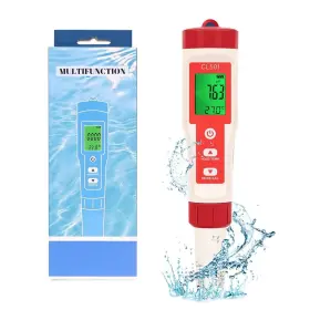Obest Ob-us-006 5 In 1 Digital Water Quality Tester Ph/orp/h2/temp/cl Meter Red White