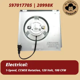 S97017708ventilation Pellethead 850046922978 Broan Nutone Fan Motor Assembly 21023k