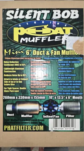 Phat 943764511716 Silent Bob Fan Muffler 6 Inch Aluminum Noise Reduction Exhaust