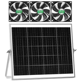 Pqins Esf-12-3-001 Solar Greenhouse Fan 3 Kit 30w Large Powered Exhaust And Intake Ou