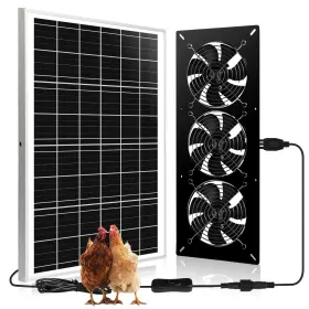 Roodike 785034487989 Solar Powered 3 Fan Kit 25w High Velocity Waterproofed Exhaust