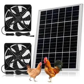 Rd-14e-2 Roodike 5.5 Inch Waterproofed Solar Powered 2 Fan Kits For Outdoor Chicken Coop