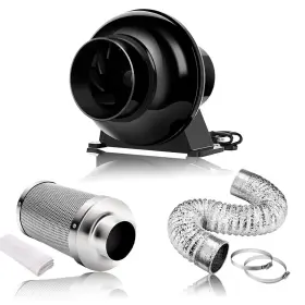 Rural Grow 753504068174 Ventilation Kit 4 Inch Inline Fan 200 Cfm Exhaust Blower Carbon Fibe