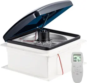 Rvlovent 643459803169 Rv Roof Vent Fan 12v Auto Remote Control 14ftft Inch 10 Speed Smoke