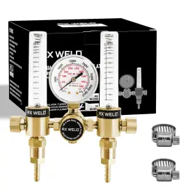 0-60cfh Rx Weld Qys1 Dual Output Argon Regulator Flow Meter Mig Tig Brass Colour
