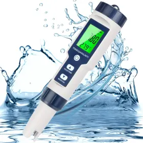 Shtalhst 232165 5 In 1 Ph Meter For Water Ph/tds/ec/temp/salt Salt Tester White