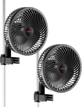 Spider Farmer 973280370078 2pcs Grow Tent Fan 6 Inch Auto Oscillating Clip Powerful Airflow