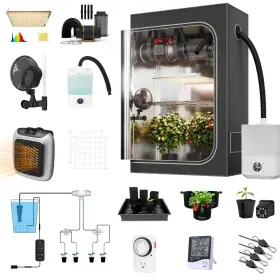 S100 Supergrower 779172980945 Grow Tent Kit Complete 4x2x6 Ft With Humidifier Watering Drip Set Led Gr