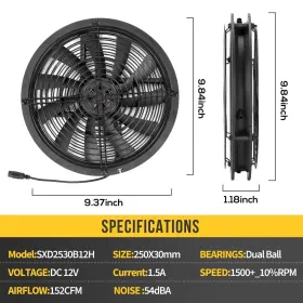Sxd25030b12m Sxdool Us 250mm 25cm 10 Inch Large Air Flow Cooling Fan 250x30mm Ac 115v To Dc 12v With Spe #3