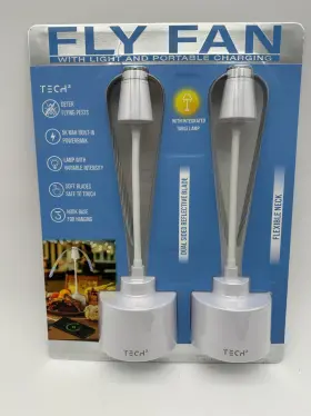 Tff4500 Tech 2 Squared Fly Fan 2pack With Lamp And Powerbank - White