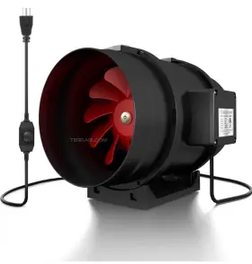 Terrabloom 744881610223 8 Inch Inline Fan 735 Cfm Built-in Speed Controller Etl Listed
