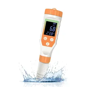 Terronix Yy-1090e 7-in-1 Hydrogen Water Tester Digital Ph Tds Ec Orp Salt Temp Orange Color